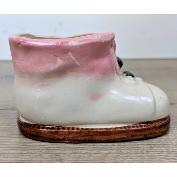 Mid-Century MCM Baby Shoe Planter Lot of 3 Ceramic McCoy Japan Girl Pink - Picture 11 of 16